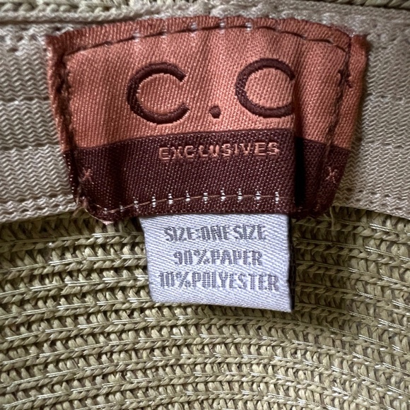 C.C Exclusives Sun Hat Green Large Flower Travel Beach One Size 90% Paper - Picture 6 of 6